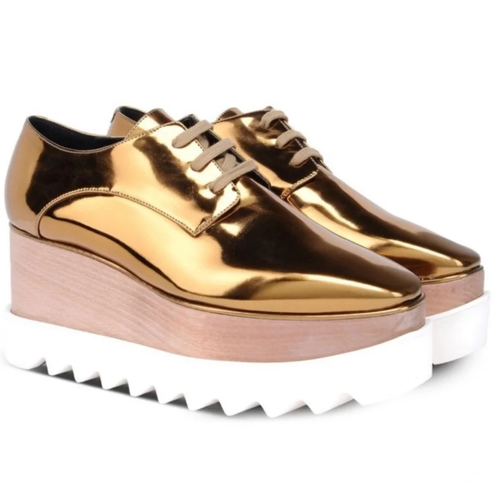 STELLA MCCARTNEY Elyse Creeper Size 11 Old Gold Bronze NEW - Picture 1 of 8